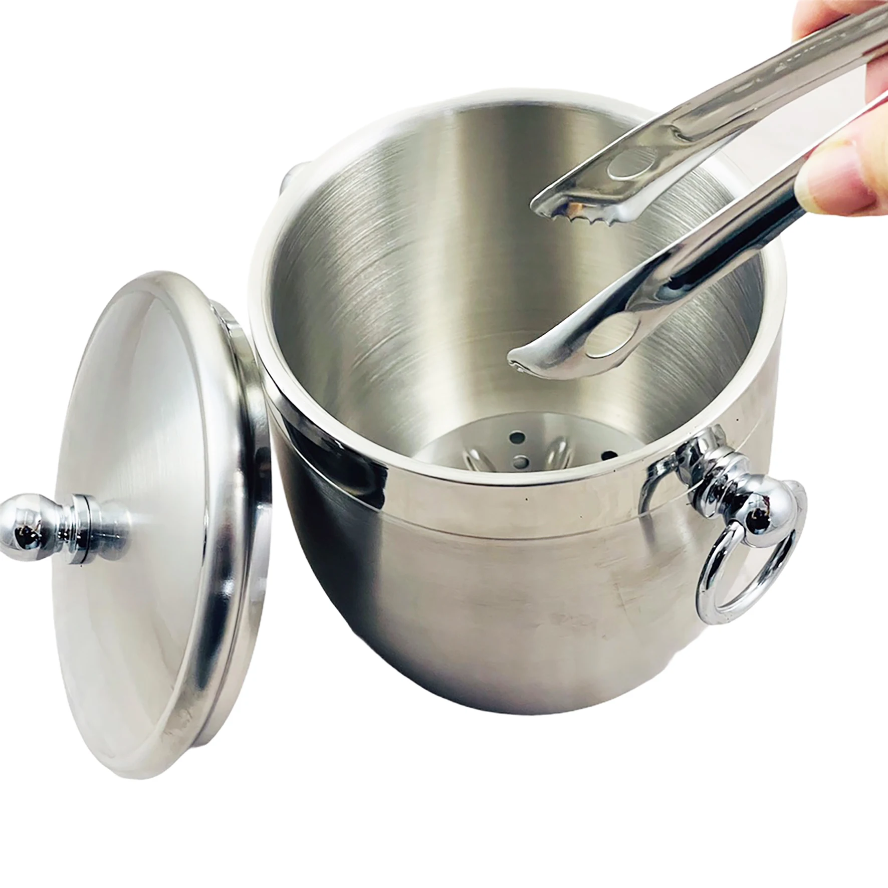 Double Wall Stainless Steel Ice Bucket Champagne Beer Wine Cooler with Lid & Tong  & Ice Strainer 1.3L / 3.0L / 4.5L