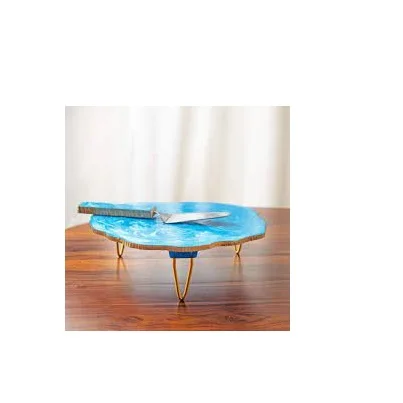 Latest Design Epoxy Cake Stand Round Shape White Pedestal Dessert Holder Wedding Party Decoration at Best Prices