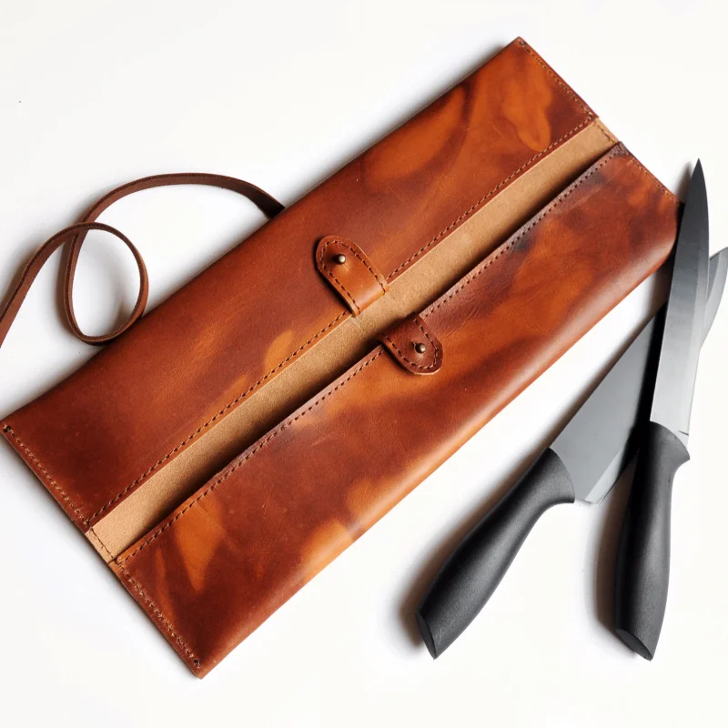 Leather Chef Knife Case, High Quality Durable Knife Pouch, Leather Knife Rolling Case