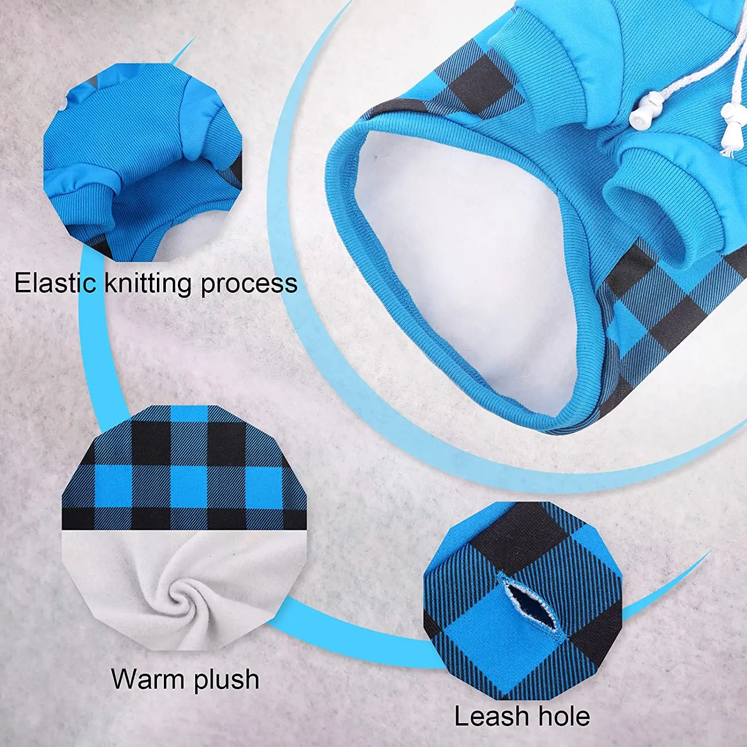 Plaid Dog Hoodie for Small Medium Dogs Soft Cotton Pet Clothes Sweaters Coat for Autumn/Winter Cold Weather/Spring