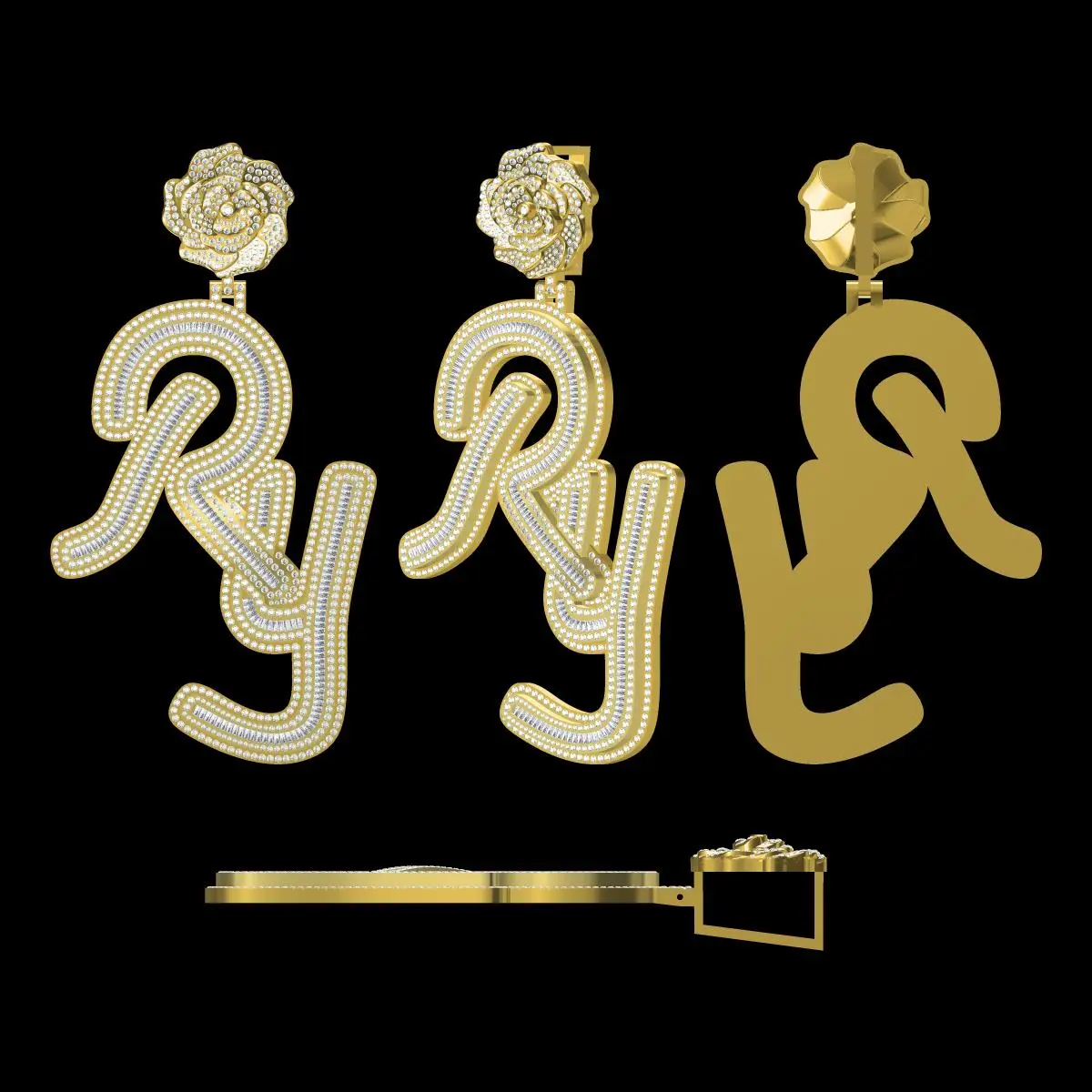 Модная подвеска с именем на заказ из настоящего золота 10 карат с натуральными бриллиантами