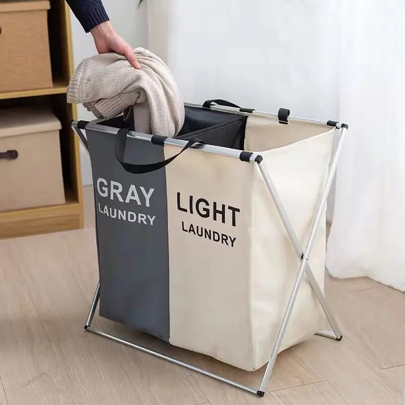 Trendy Multi Purpose New Modern Storage Double Folding Collapsible Laundry Basket