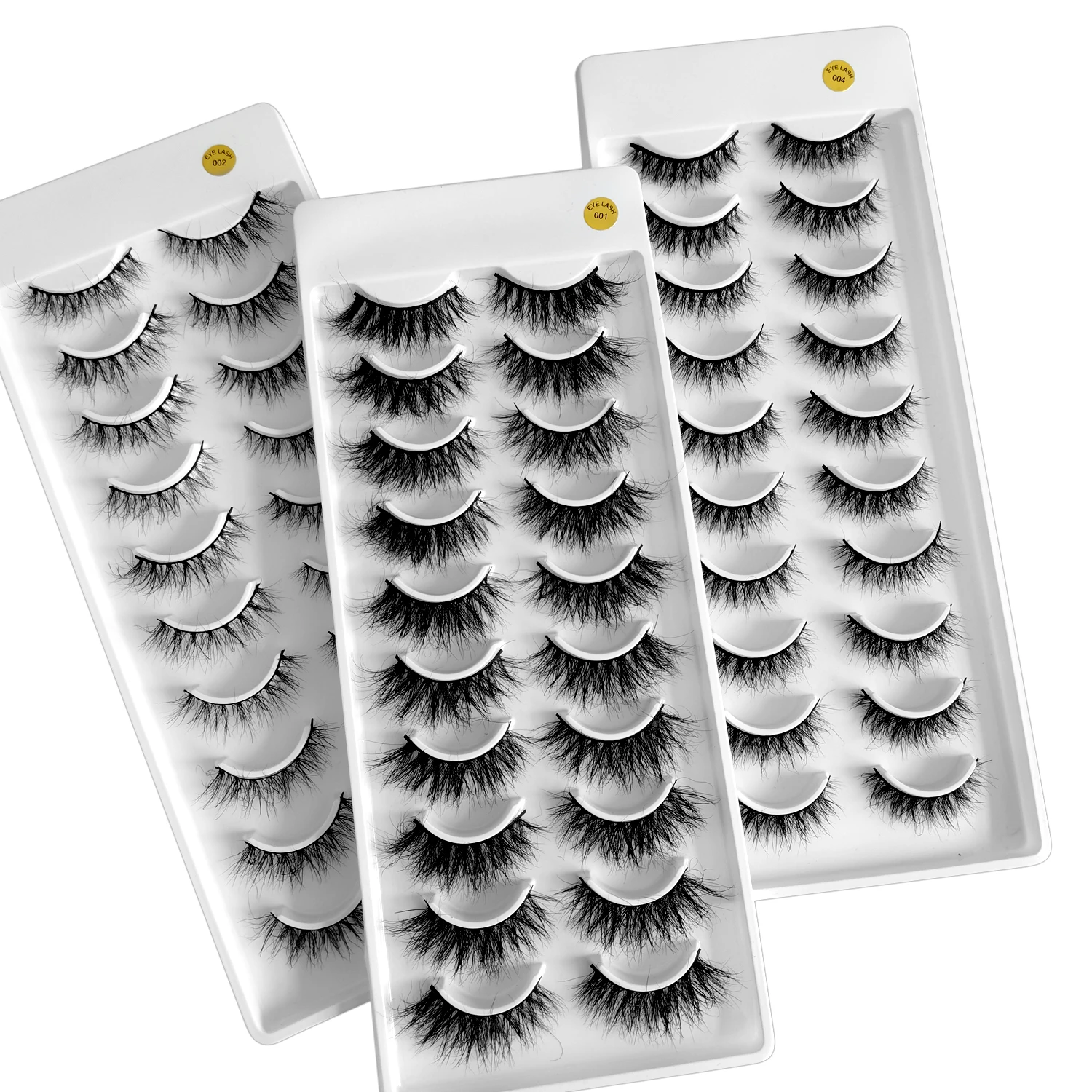 Wholesale Discount Price 10 Pairs Full Strip luxury Mink Lashes 100% Handmade  Natural 3d Fluffy Lashes Eyelashes
