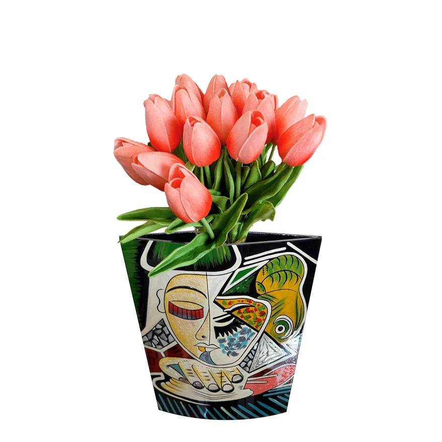 Классическое и художественное украшение, ваза с длинным горлом, лаковая ваза для цветов LH 001, Всесезонная ваза, сделано во Вьетнаме (10000002083303)