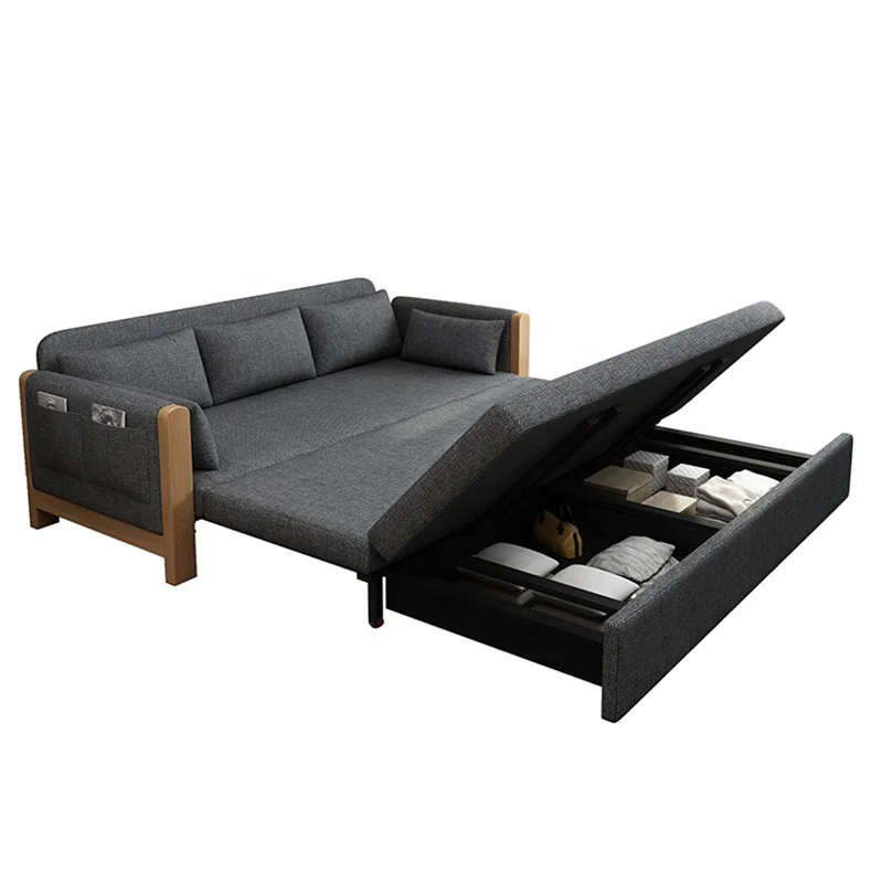 
Modern Option Color Save Space Solid Wood Easily Push-pull Form Big Sectional Living Room Sofa with Storage 