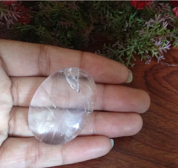wholesale Clear Quartz Worry Stone for crystal healing Pocket Palm Stone Thumb Stone reiki crystal