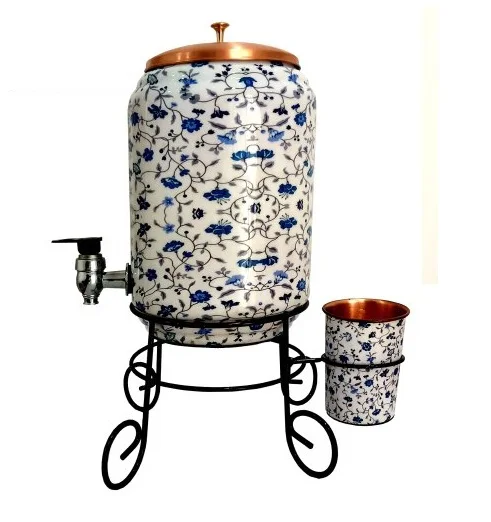 Stone Printed Copper Water Cooler Pot Wholesale Exporter New Design Handmade Copper Water Customized Size And Shape Daily