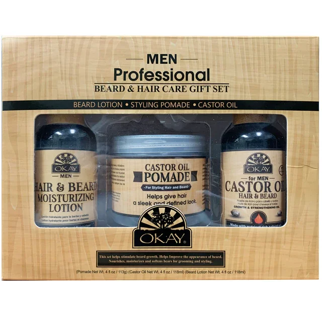 OKAY 3pc Men Beard Care Gift Set Is Formulated To Help Maintain A Moisturized Soft And Nicely Groomed Beard