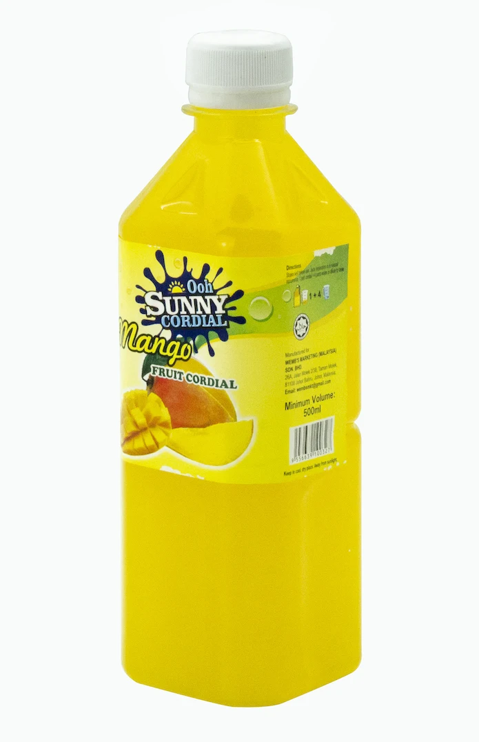 Bulk sale Orange flavour concentrate cordial with real fruit content 500ml bottle type Orange juice