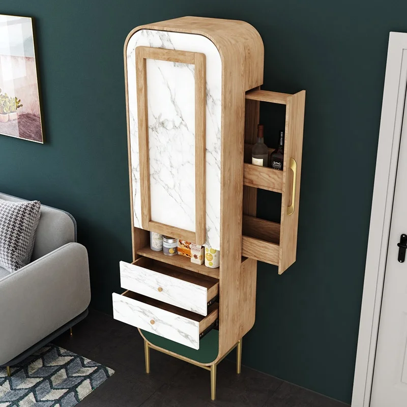 Jasiway Classic Style Marble Panel Home Furniture Modern Foldable Living Room Wine Wood Bar Counter