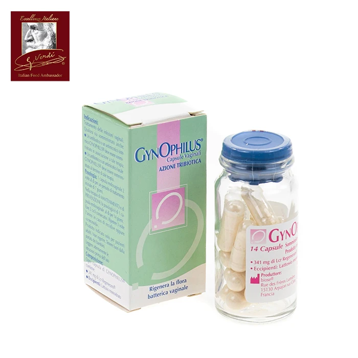 
GINOPHILUS 14 EndoVaginal CPS Tribiotic Probiotic Eubiotic Prebiotic lactic ferments Made in Italy Tribiotic 