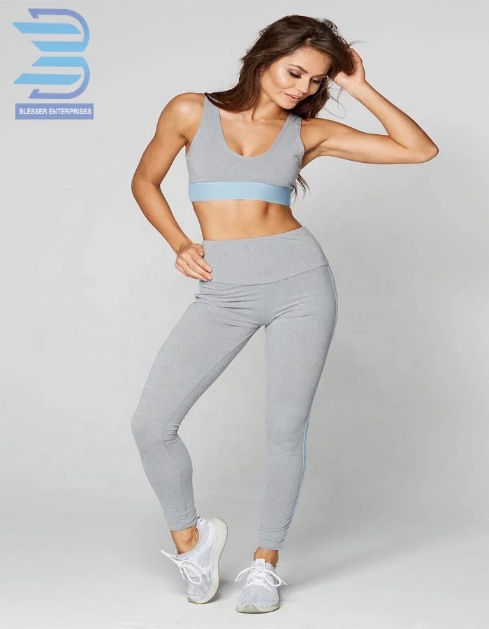 High Quality Women Fitness Clothing Sport Wear Yoga Set Gym Jogging Suits Running Leggings with Side Stripes