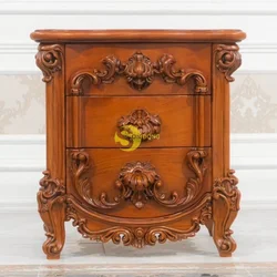 Classic bedside cabinet made of natural wood