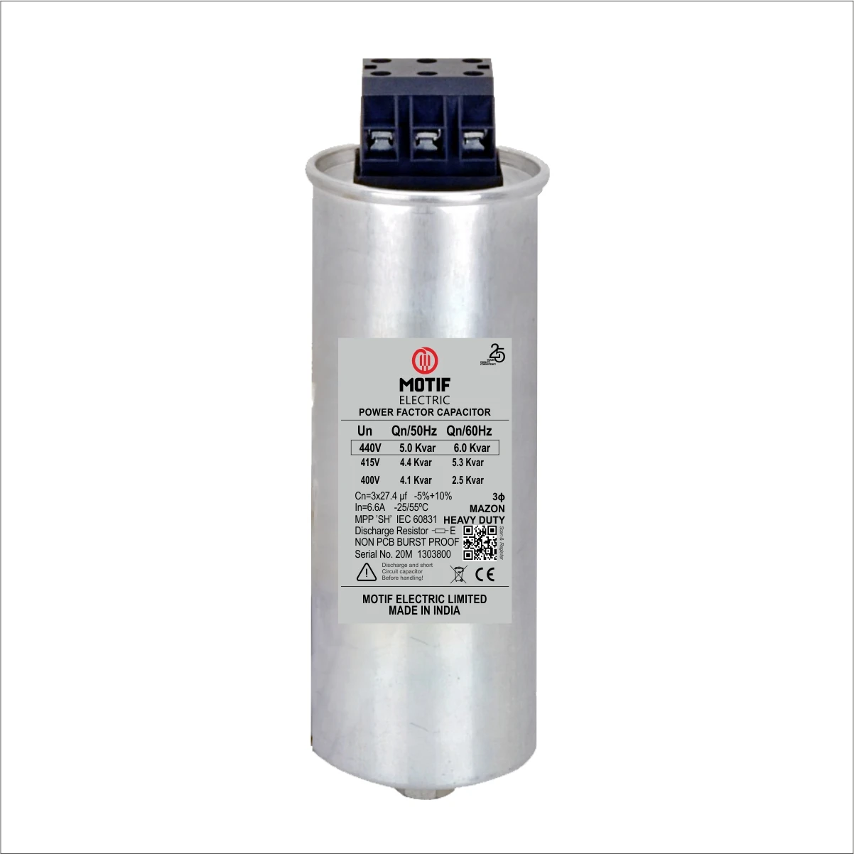 Заводская цена, 5 Квар, силовые конденсаторы 440 В, коэффициент коррекции мощности, конденсатор 50 Гц/60 Гц, Сделано в Индии, конденсатор на продажу,