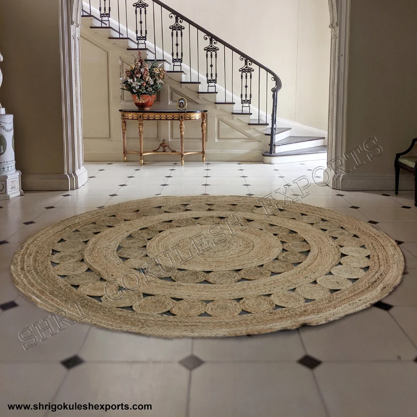 Handmade Indian High Quality Latest Design 100% Natural Jute Braided Rugs and Floor  Carpet