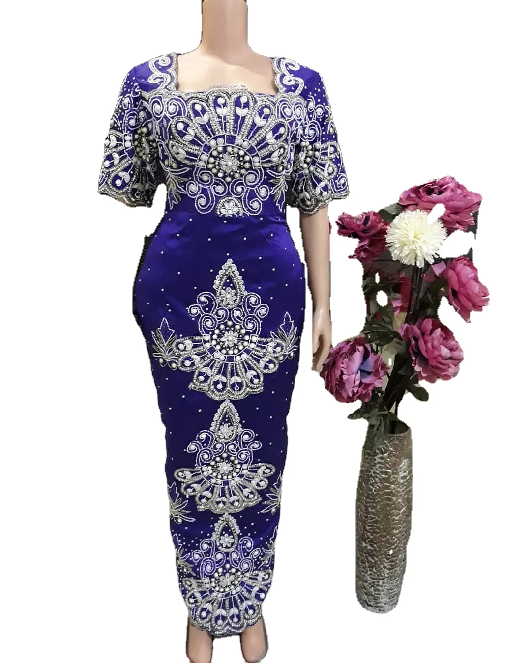 Beautiful Blue Exclusive Heavy Beaded African Beaded George Wrapper for African Women Popular OEM Service Unisex Adults Winter