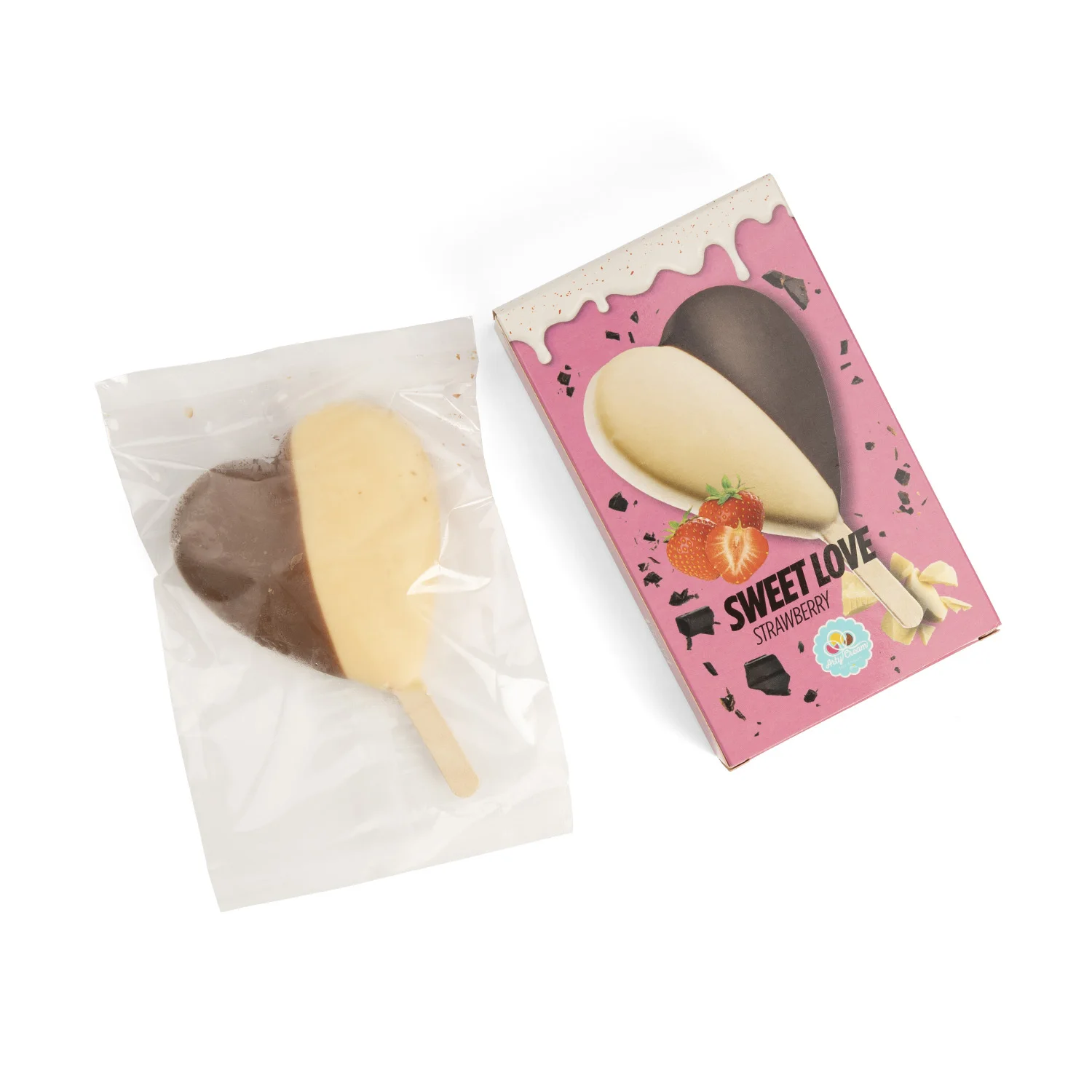 Original High Quality Delicious Twin Heart Strawberry Sweet Love Ice Cream