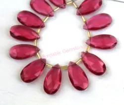 Ruby lite quartz  pear shape good quality raw gemstone polished gemstones faceted beads handmade gems affordable gems