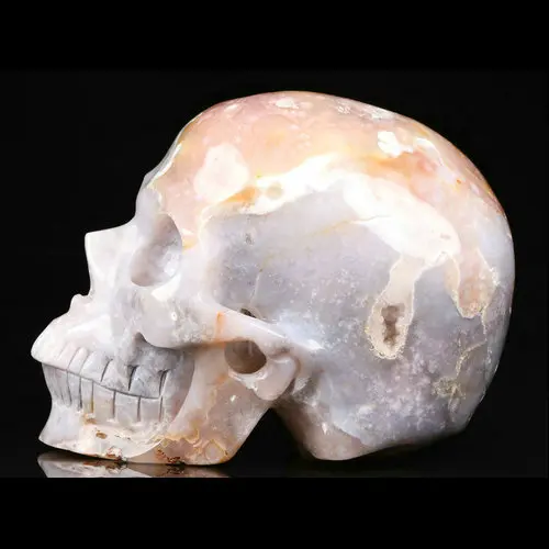 Mr Skull  Quartz Crystals Wholesale 5 inches Sakura Agate Skulls Large Natural Crystal Carvings