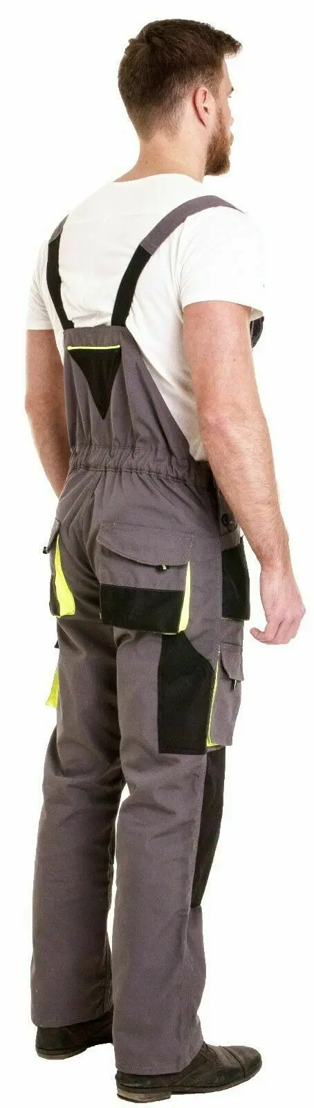 Men Work Dungarees Working Trousers Bib and Brace Overall Multi Pockets Pants Protective Coverall Safety Uniforms Cotton 05 Sets
