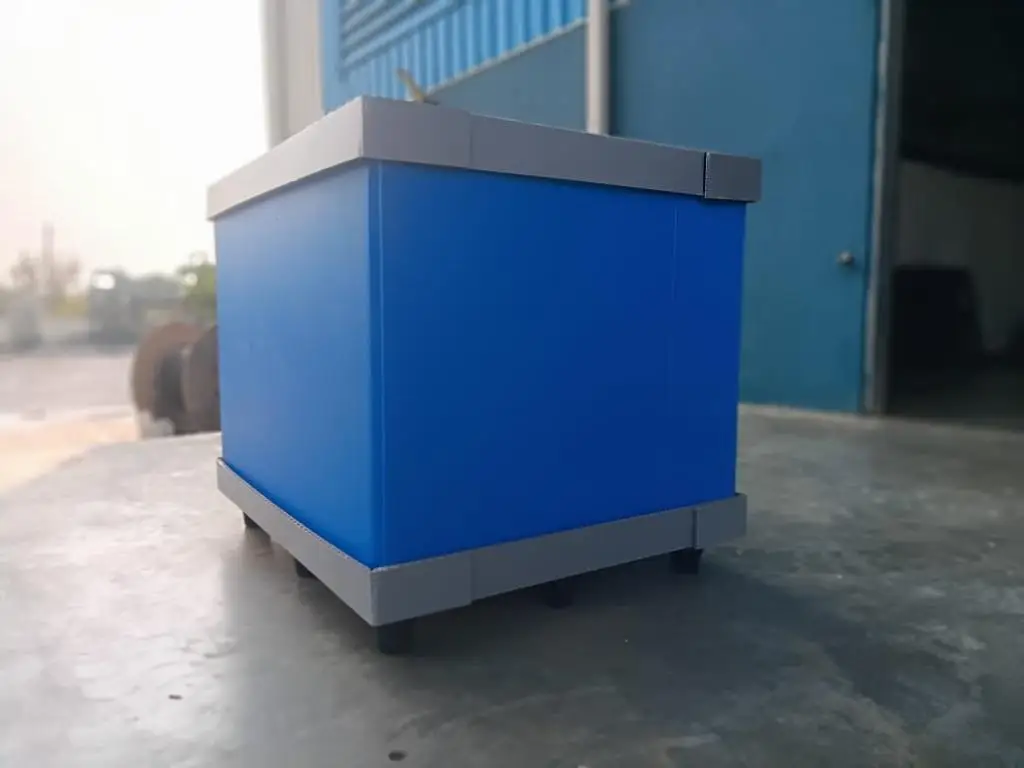 Складные пластиковые поддоны 1200x1000 x вертикальная высота с верхней и нижней крышкой 9001:2018-серый цвет