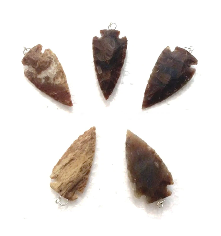 Wholesale Arrowheads | 2 inch Wire Wrapped Agate Pendants | Natural Stone Agate Arrowhead Pendant