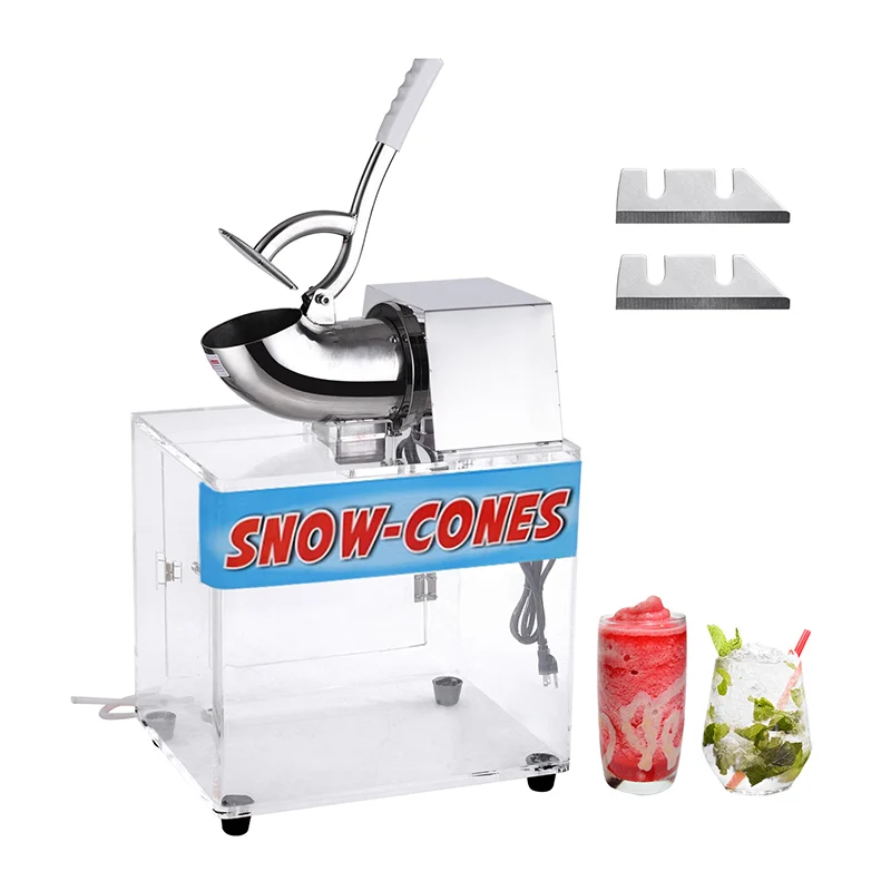 Electric Stainless Steel Snow Cone Maker Automatic Ice Crusher Machine Kitchenware with Customized Logo for Household Use