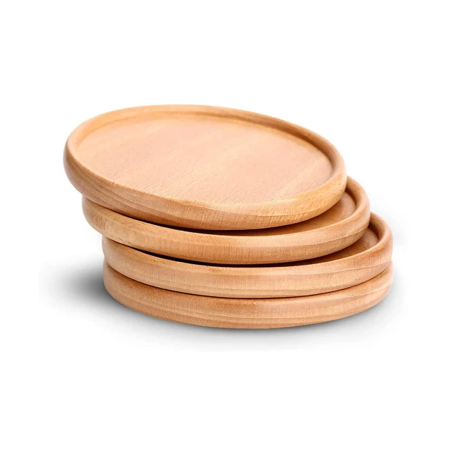 Mango Wood Coaster with stand Kitchenware Cup Coaster Tableware Handmade Vintage Design Table Top Wooden Tea Coaster