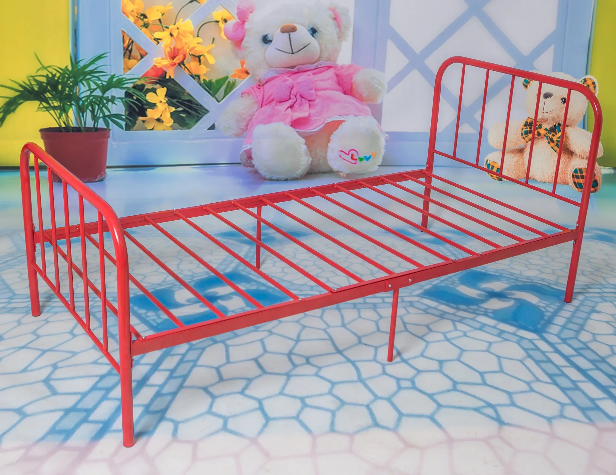 
Steel tube single bed with KD design 