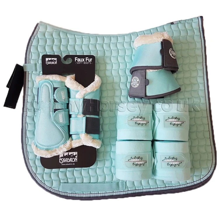 Matchy Set matching saddle pad and ear bonnet/polo wraps/horse boots wholesale factory price glitter different color custom made