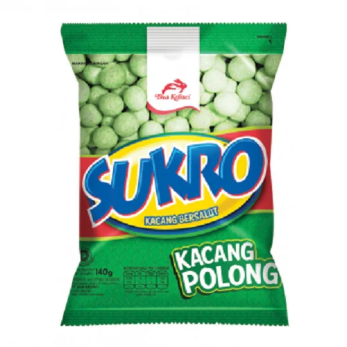 Хрустящий зеленый горох с покрытием DUA KELINCI-SUKRO, Снэк из Индонезии, 130 г