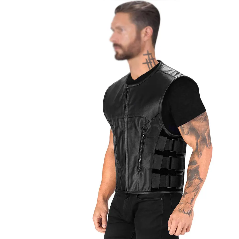
Motorcycle Leather Vest For Bikers USA Bikers Cowhide Leather Vest For Sale Online Wholesale Leather Vest 