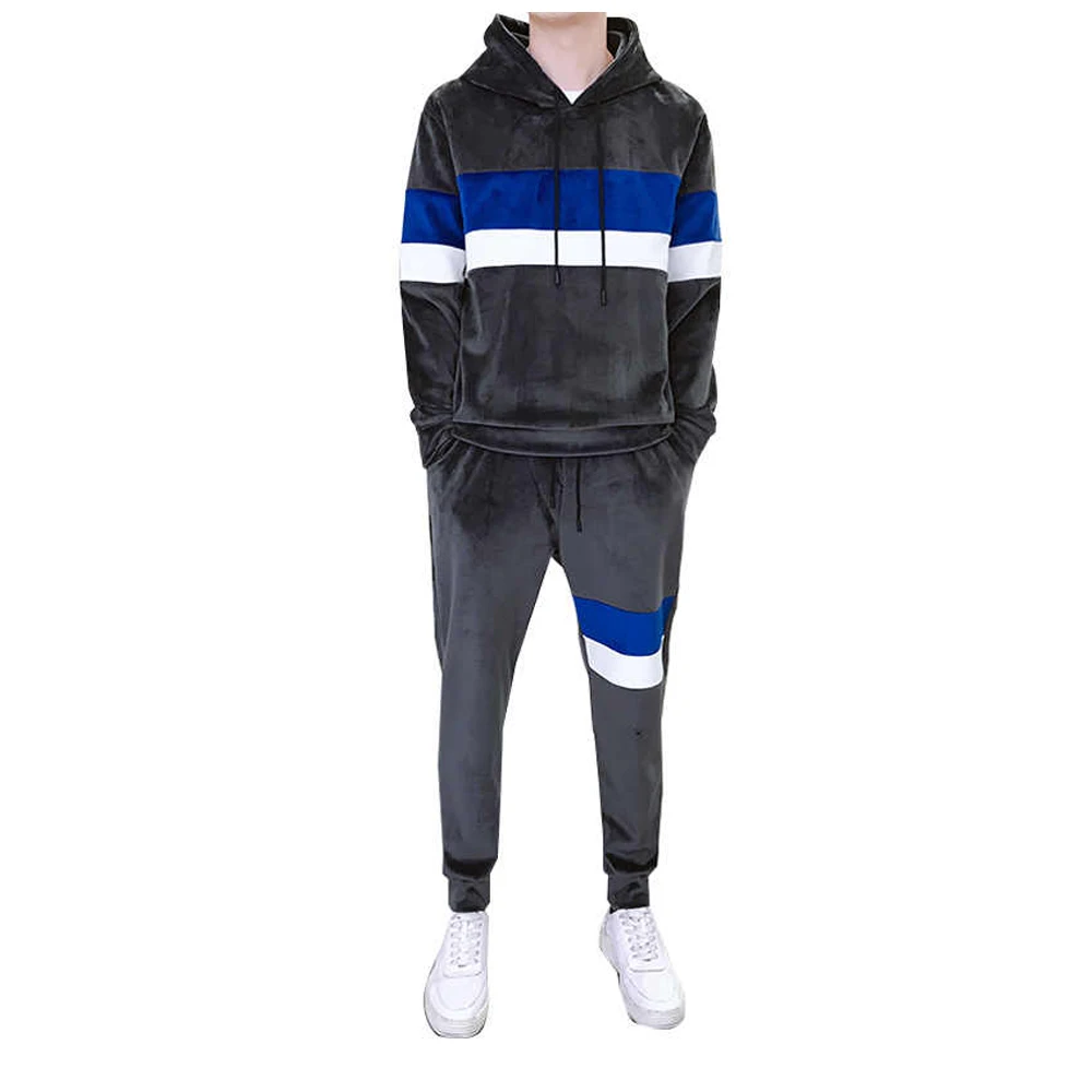 
Winter / Autumn Custom Logo Polyester Football Fleece Tech Reflective Men Hoodie Jogger Tracksuit Sweatshirt 2 Piece 2021 