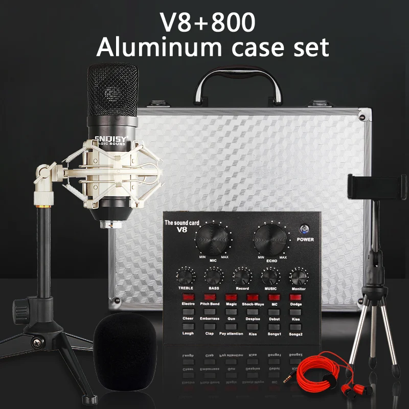 Персонализированная профессиональная звуковая карта V8 Usb + микрофон в алюминиевом