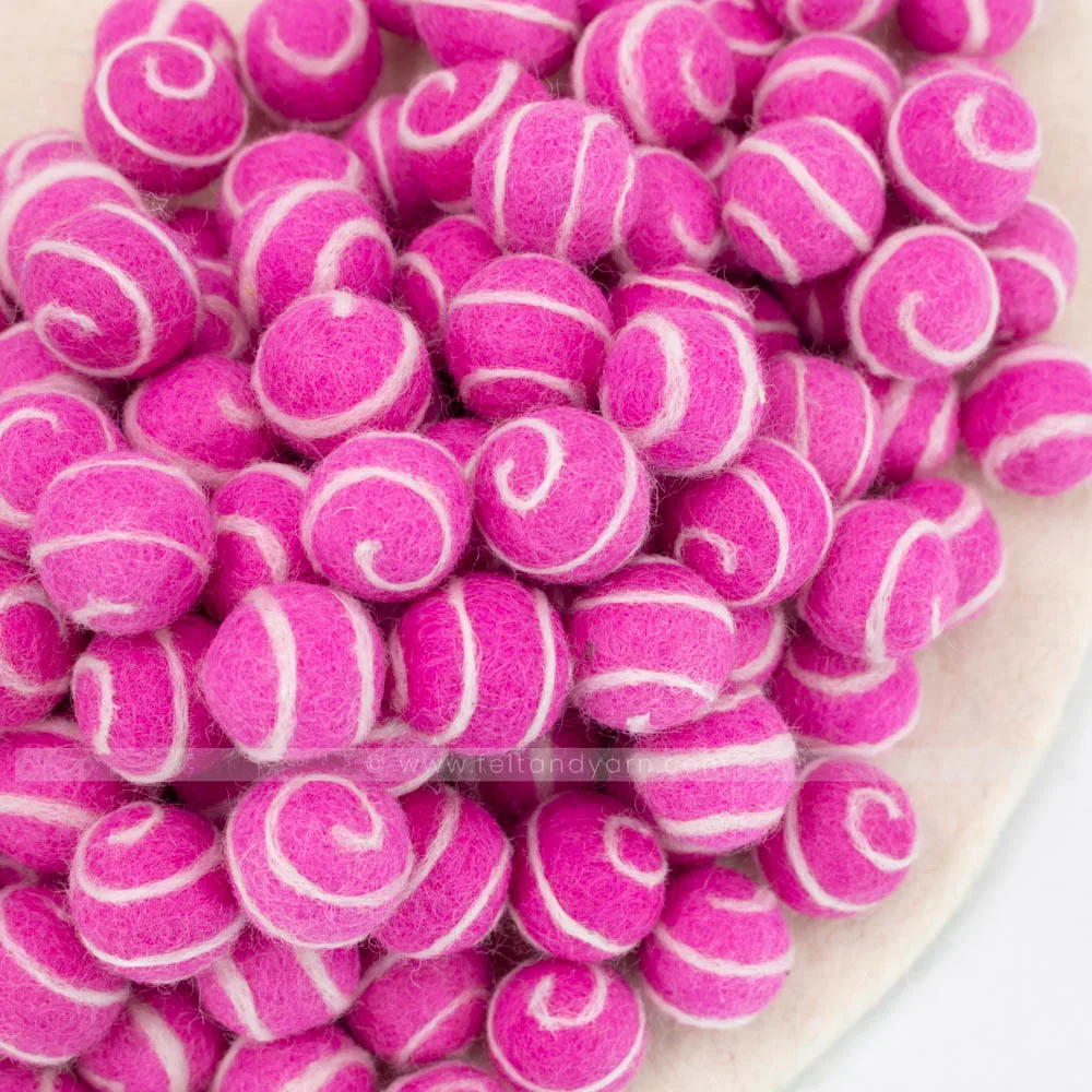FSB-001: Hot Selling 2 /2.5cm Felt Swirl Balls Wool Decoration Multi-Color Round Pompoms For Wholesale | Handmade & Eco-friendly