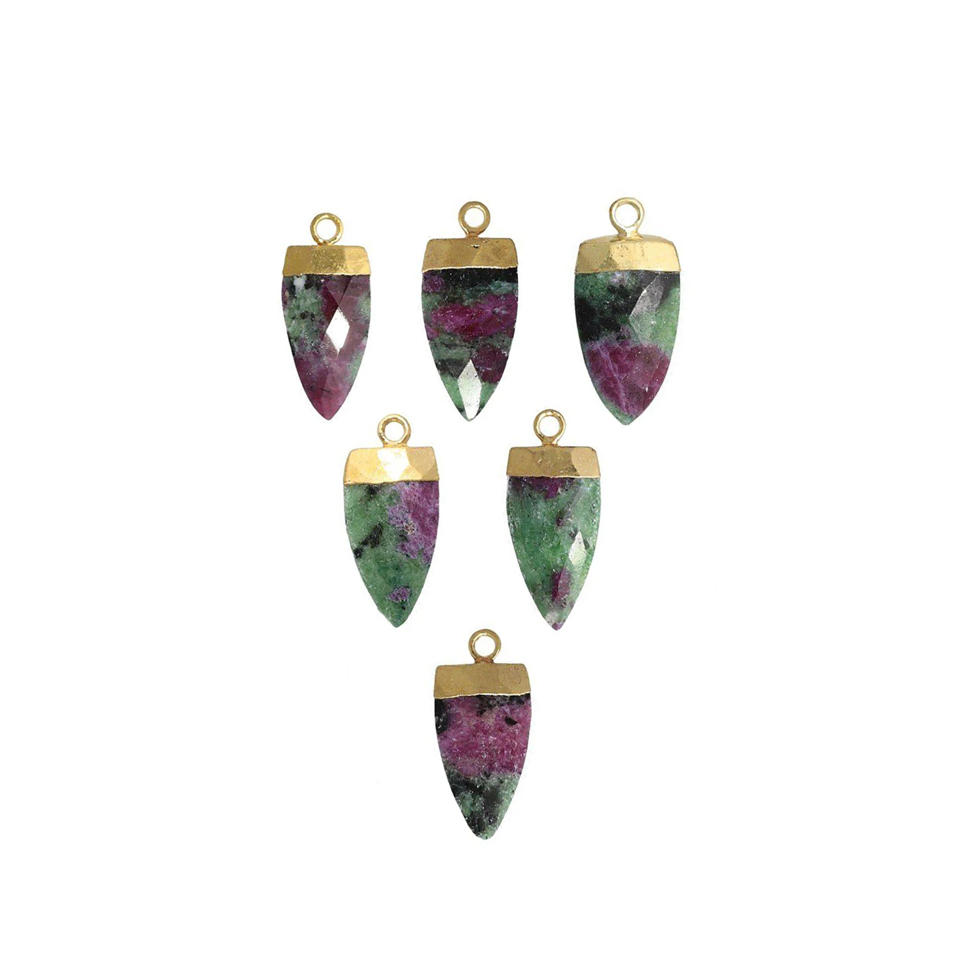Ruby Zoisite Gemstone Gold Electroplated Half Marquise Shape Pendant Jewelry GH-22