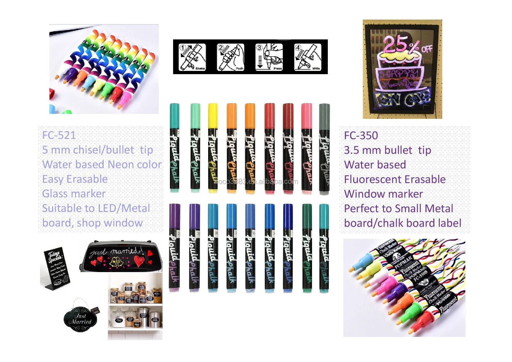  Fluorescent ink Chisel/Bullet Nib 5.5 MM for LED board Glass chalk marker