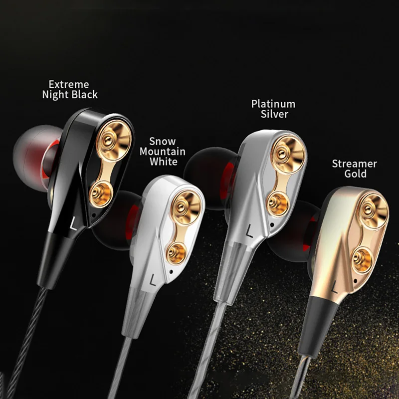 High quality CK8 dual driver earphones stereo bass sport running headset