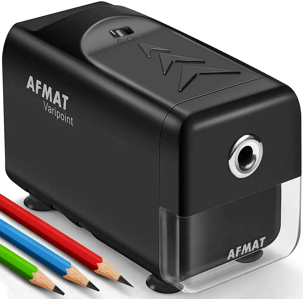 Electric Sharpener Unique Design With Pencil Saver feature prevents oversharpening, Black