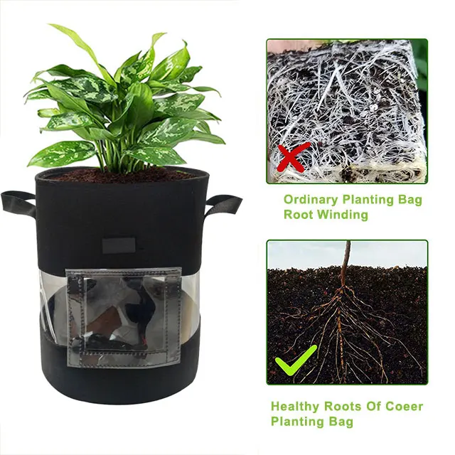 
7 10 11 gallon high quality recycled fabric potato plant grow bags with visible frame 