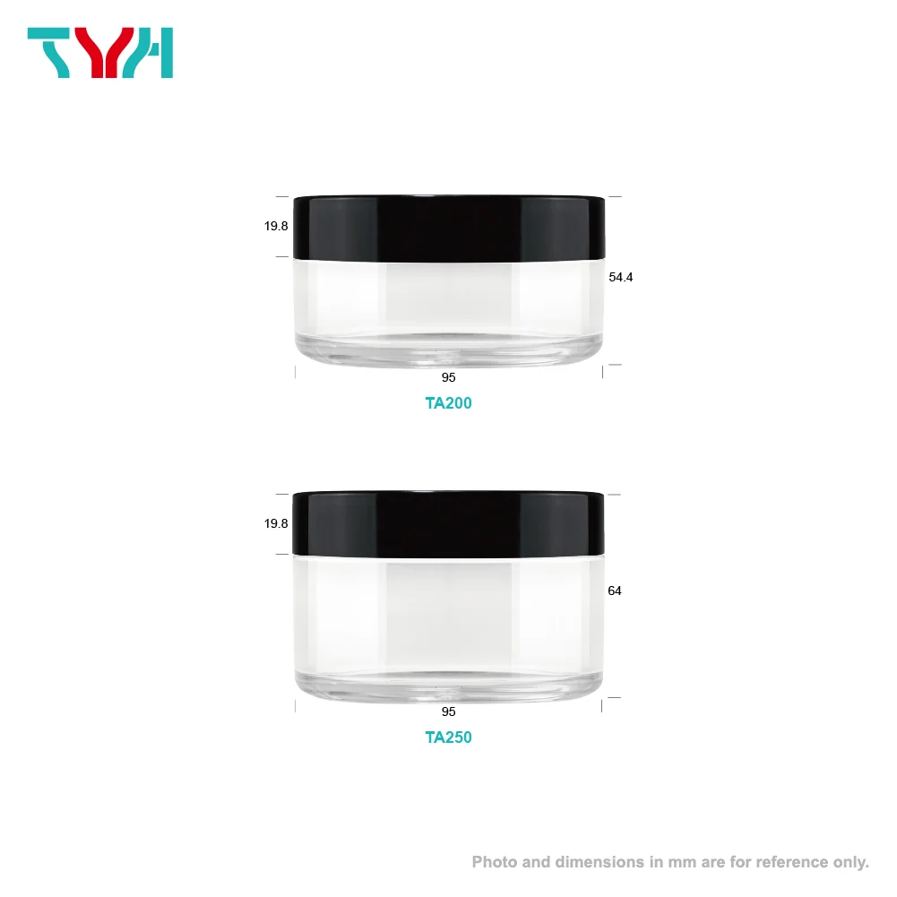 Heavy Wall PET Pure Plastic Clear Transparent Single Wall 15ml - 250ml Round Cream Jar with PET Cap ABS Lid BPA Free (TA series)