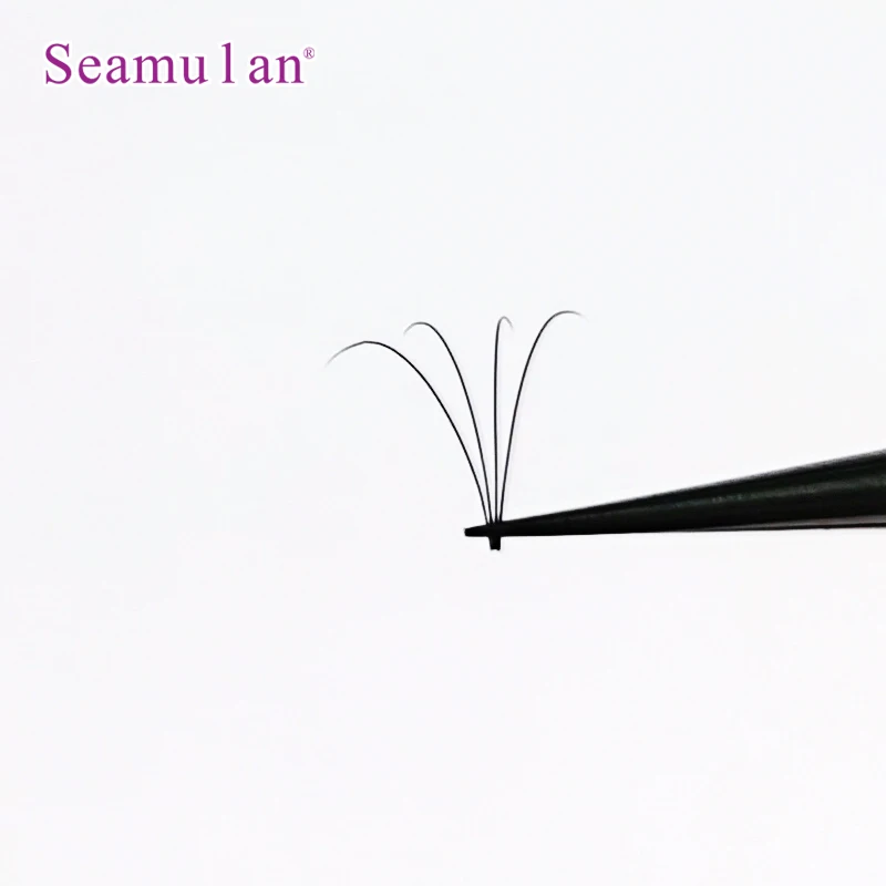 0.07 C  3Lines  Premade Volume Fans Short Stem  Available now  Fan Eyelashes Korean Black White Box Style  Package Feature Hand
