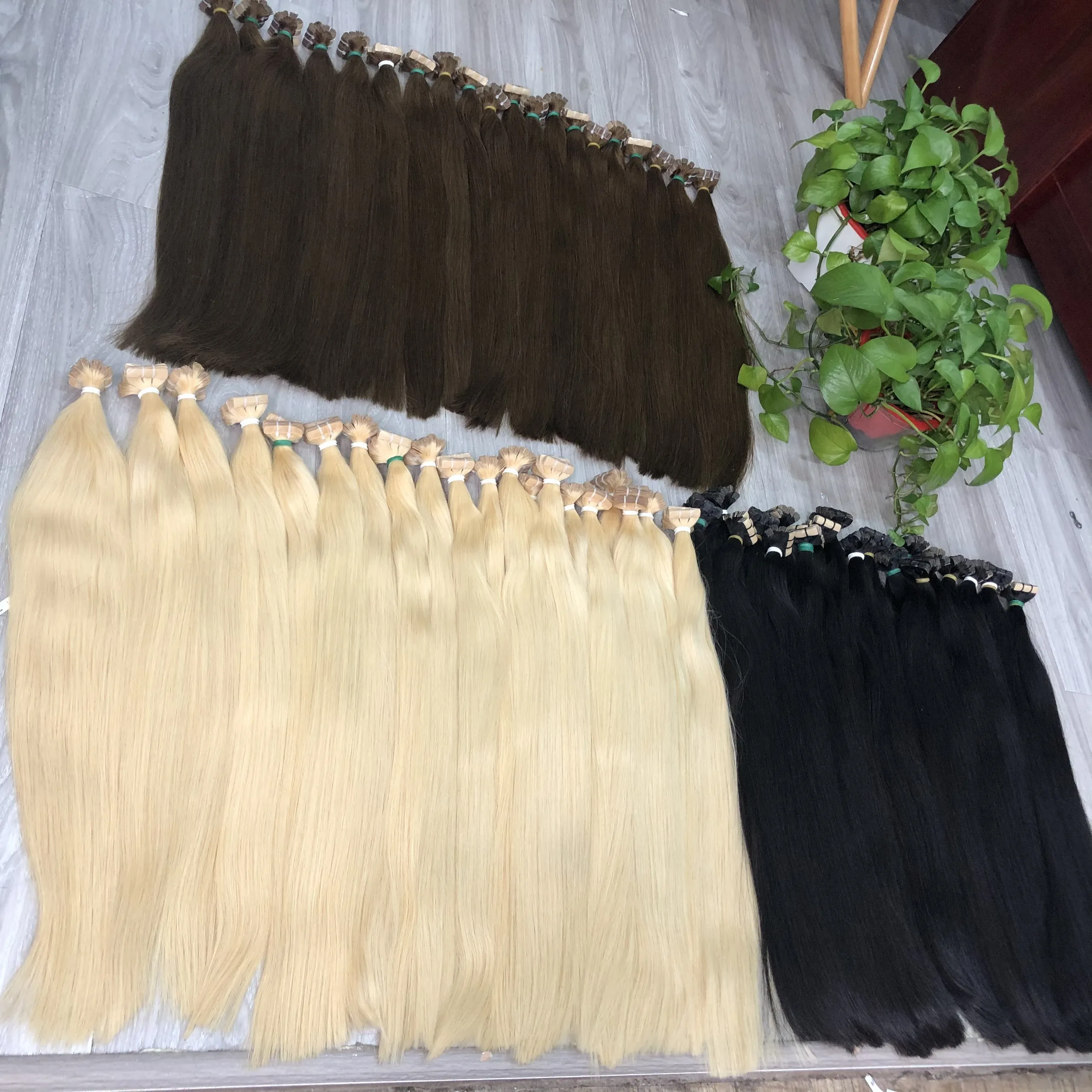 Лента супердвойные натянутые волосы оптовая продажа поставщик накладных волос с плоскими кончиками цветные во Вьетнаме