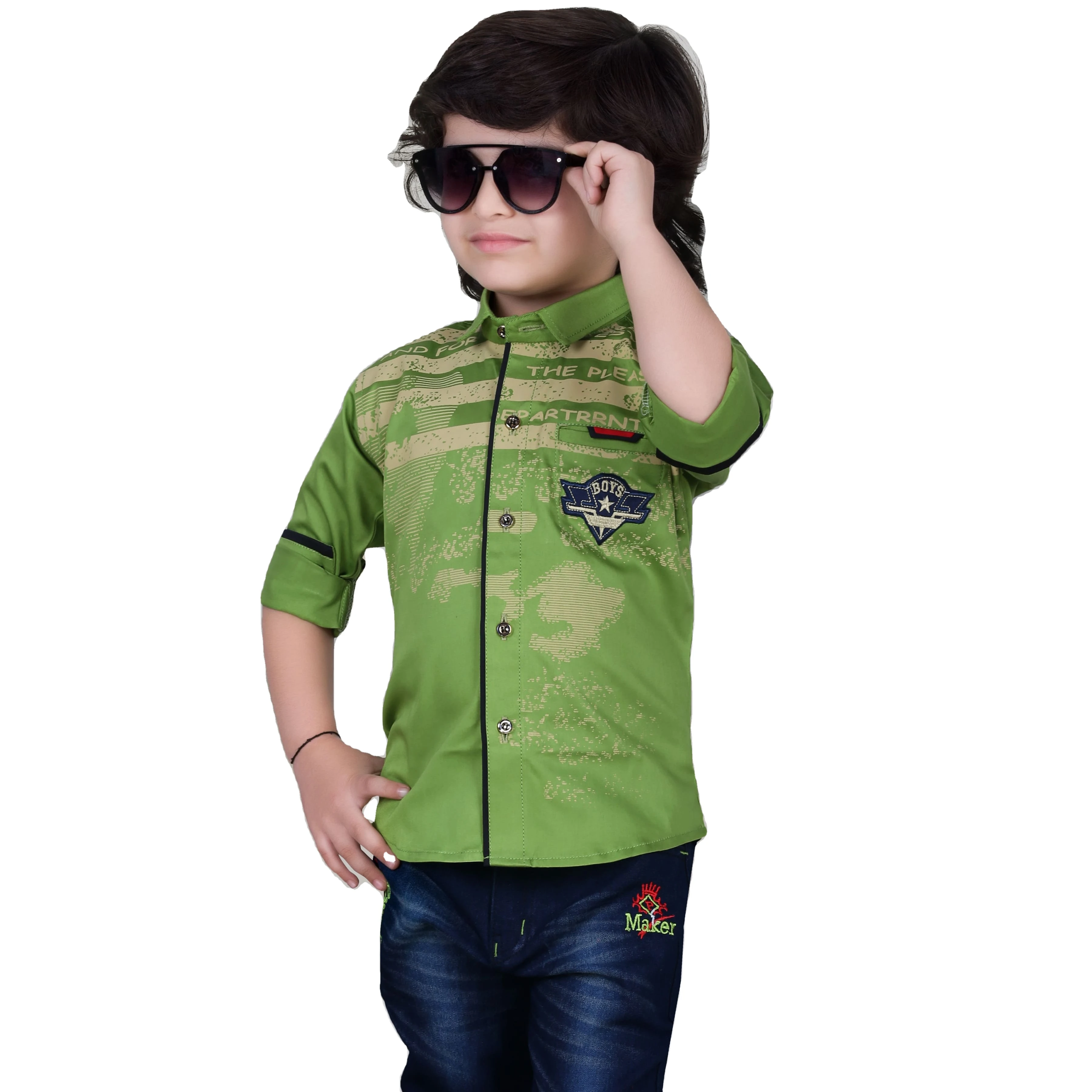  Прямая продажа с фабрики лучшая модель высококачественная ткань 100% хлопок рубашка и брюки для мальчиков 3262 модной повседневной одежды