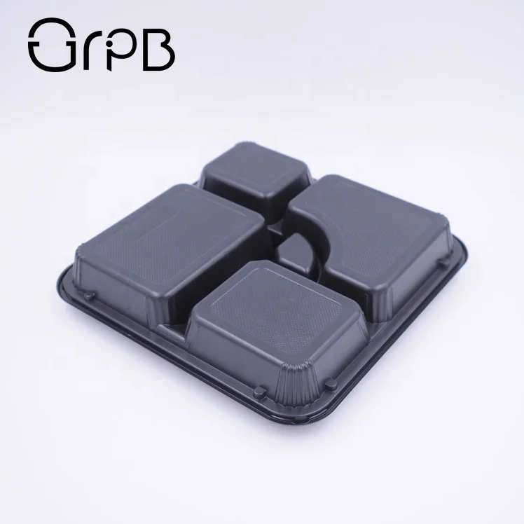 Take out plastic black bento lunch food container box