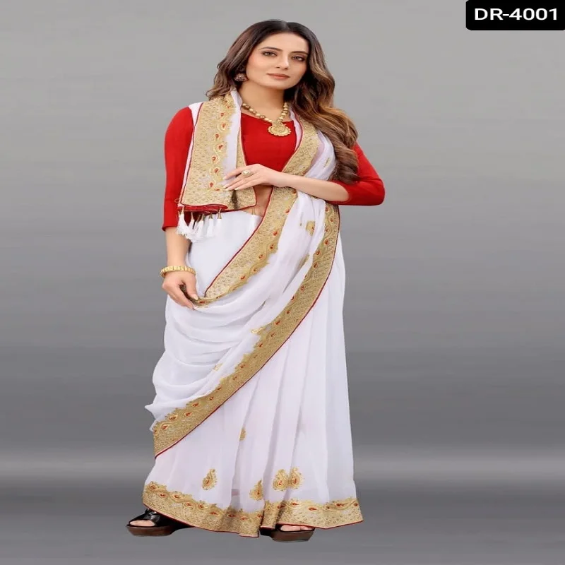 embroidery saree with multi work diamond stoned for ladies ethnic wear for wedding and special occasion Indian clothing