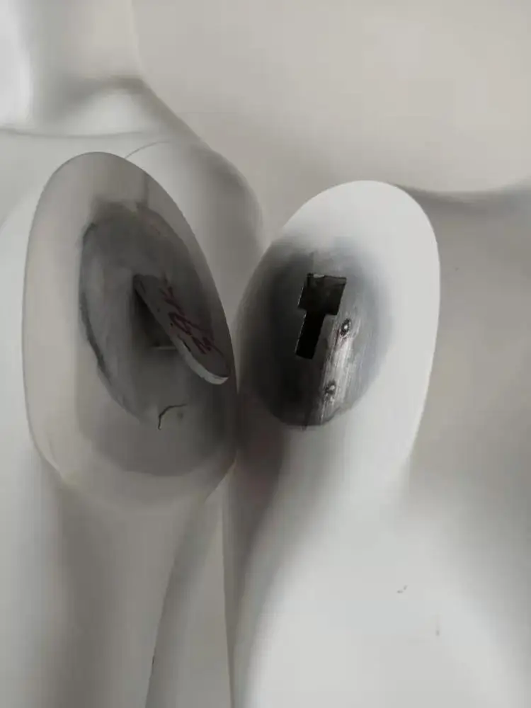 Abstract female full body white matte FRP manikin with egg head