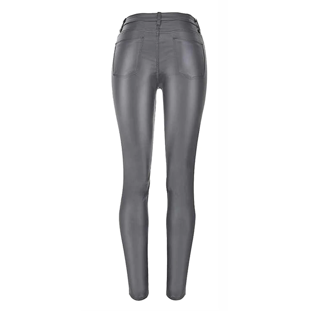 New tight-fitting slit high-waist leather pants office ladies stretch wide-leg pants women