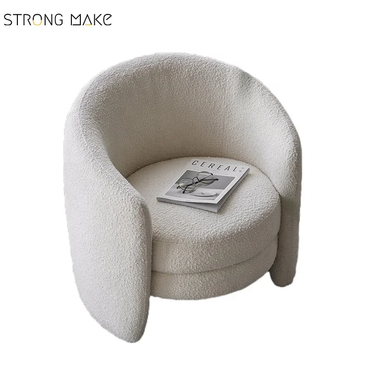 Luxury Nordic Mid Century Modern Comfort Arm Sofa Accent Sherpa Living Room Furniture Wholesale Single Chair Armchair