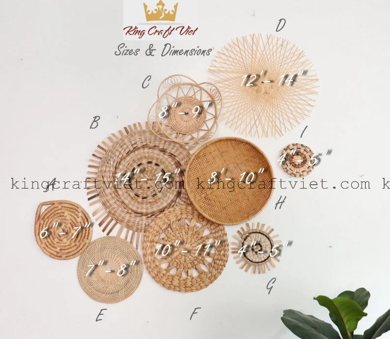 Super Quality Set  of Winnowing Rattan Wall Hanging Cozy Wall Baskets Decor White Bakets for Boho Decor Made in Vietnam